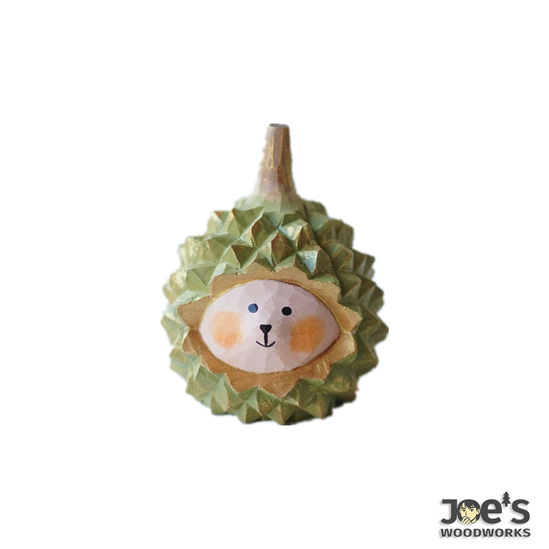 Durian animal wood carving figurine on white background – Pipimu