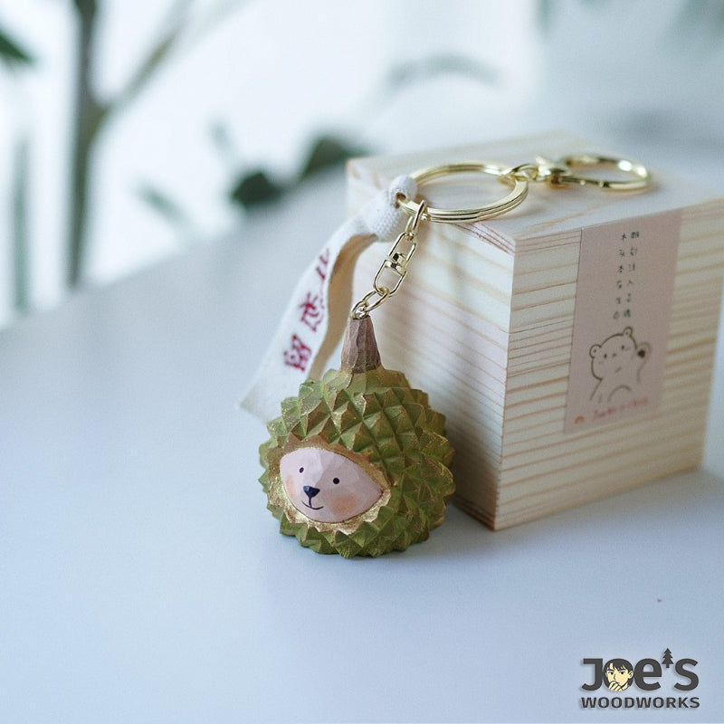 Durian animal keychain with wooden gift box – Pipimu
