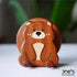 Close-up front view of bear face design on wooden phone holder