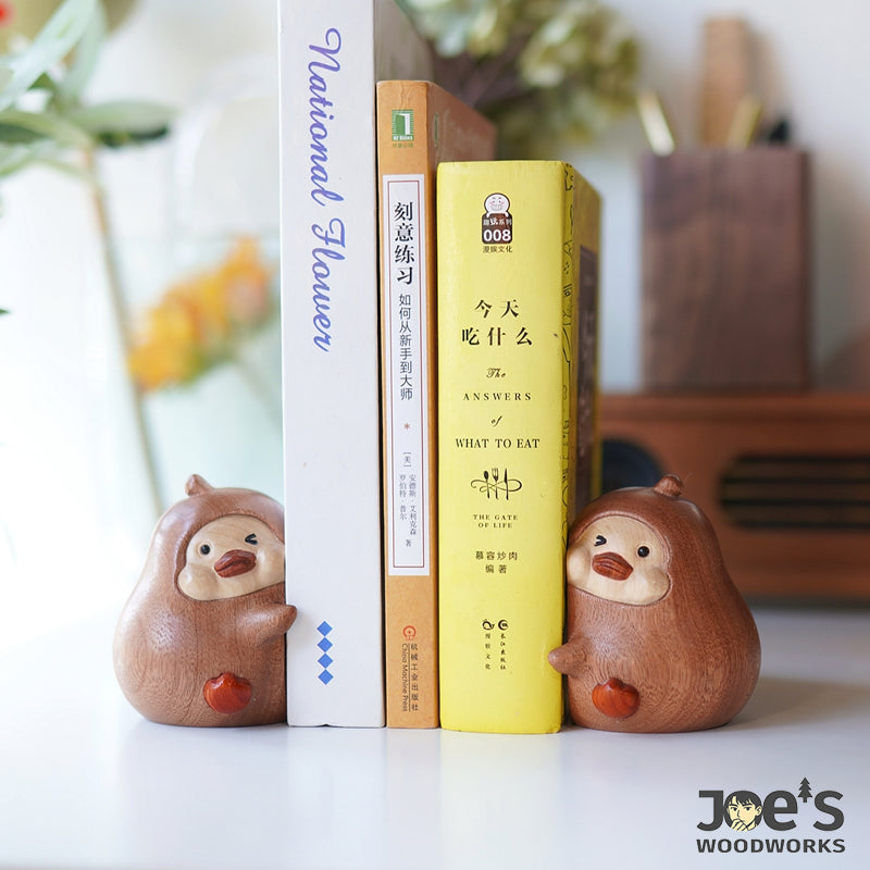 Wooden Pear Couple Figurines Used as Magnetic Bookends