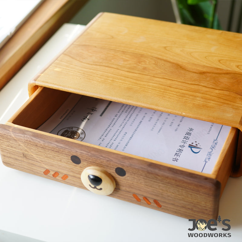 Top-down view of bear mini drawer – adorable face design with storage