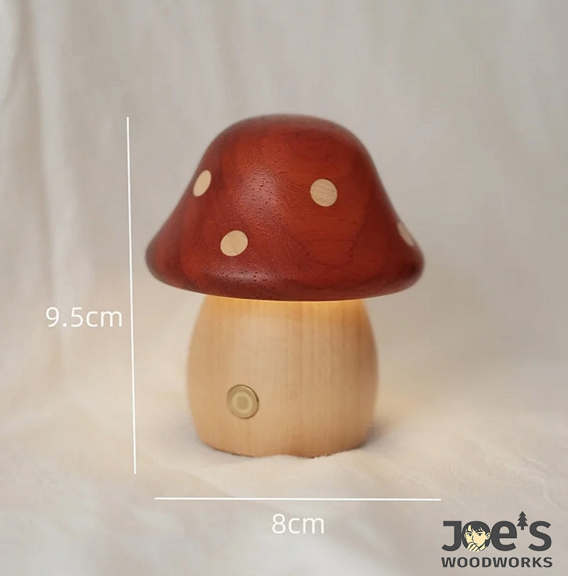 Mini mushroom night light with 9.5cm height and 8cm width size chart