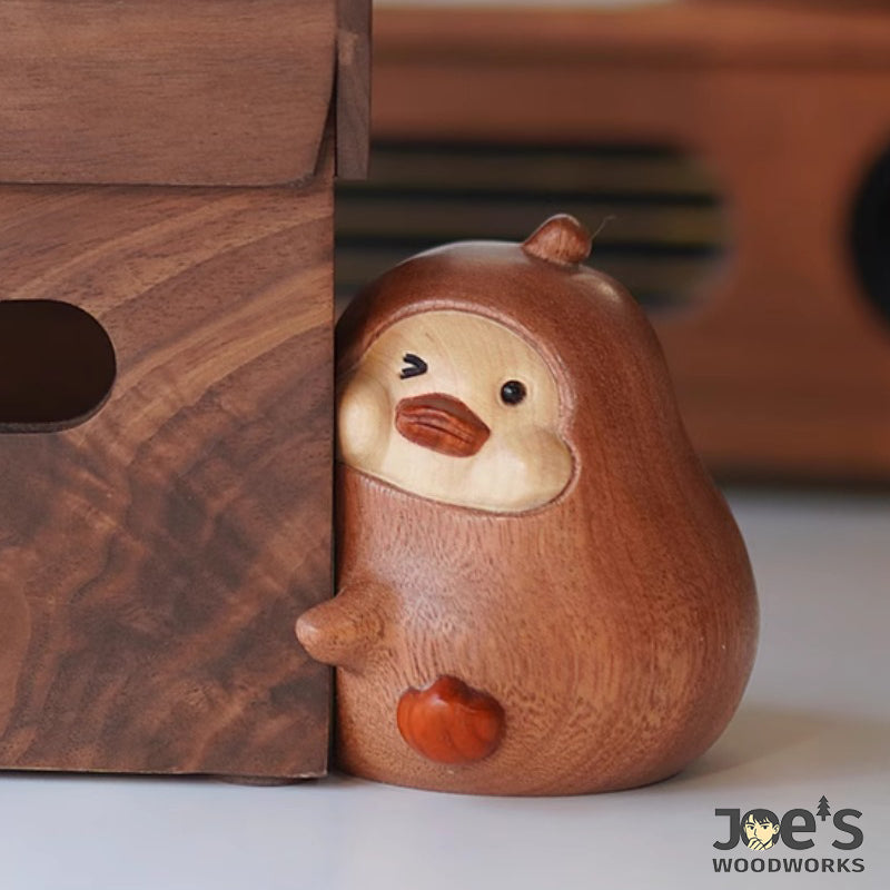 Magnetic Wooden Pear Figurine Hugging Storage Box โ Desk Organizer Accent