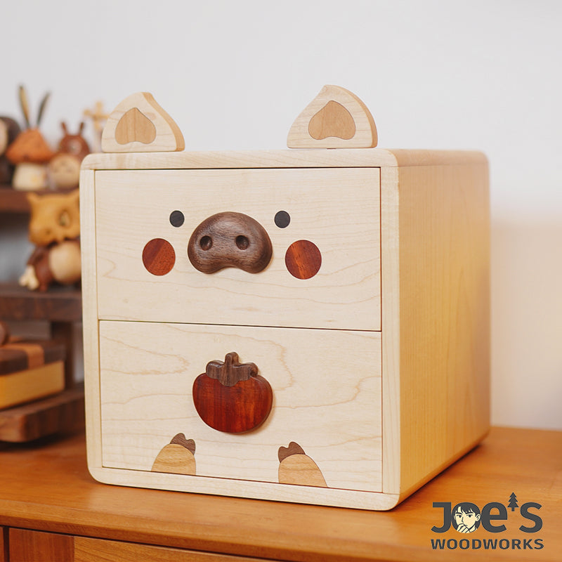 Piglet face drawer unit made of solid wood – cute and functional