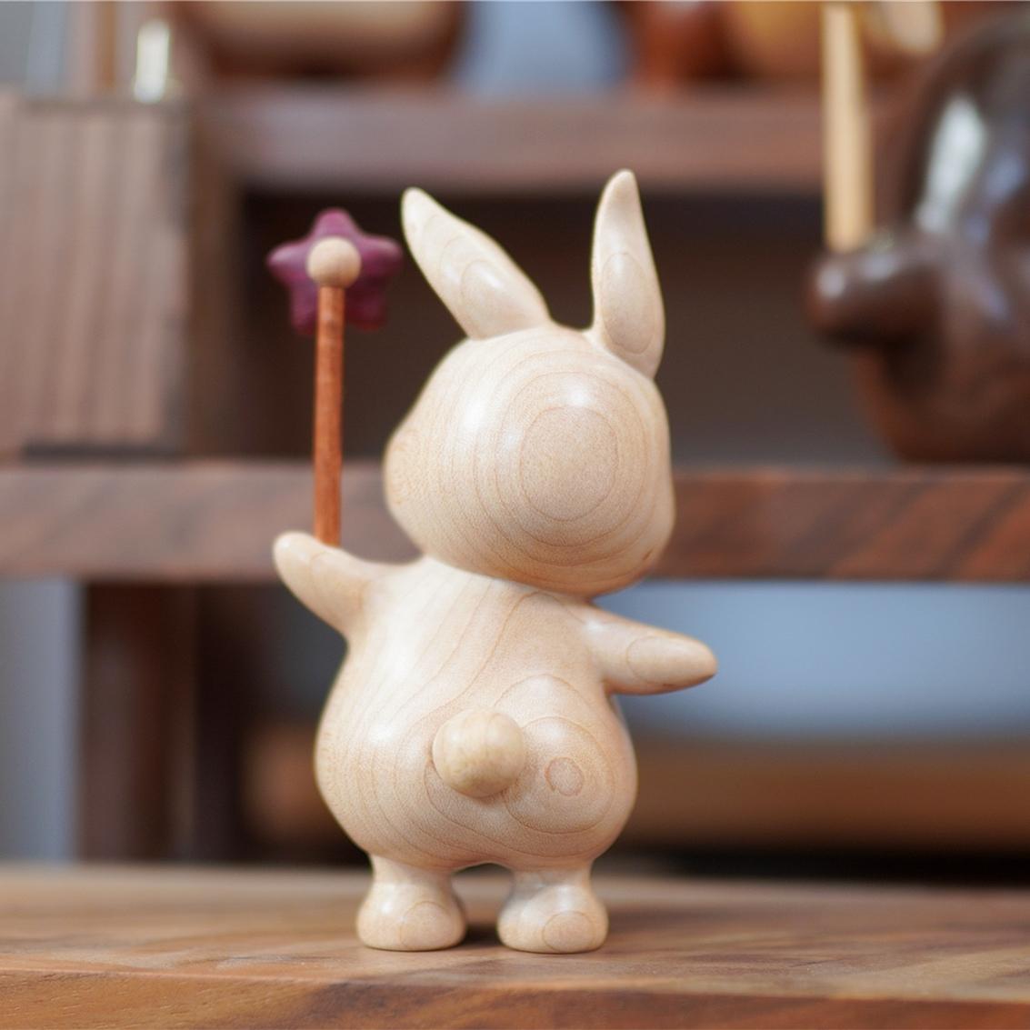 Pipimu Bunny Ruby back view wooden figurine