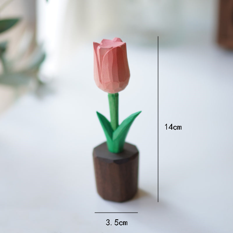 The dimension of hand-carved Pipimu wooden tulips
