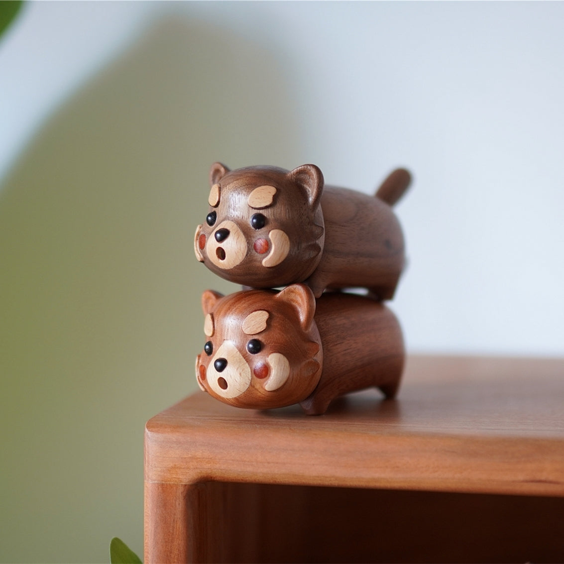 Pair of Pipimu Kitty Poco wooden cat toothpick holders stacked together
