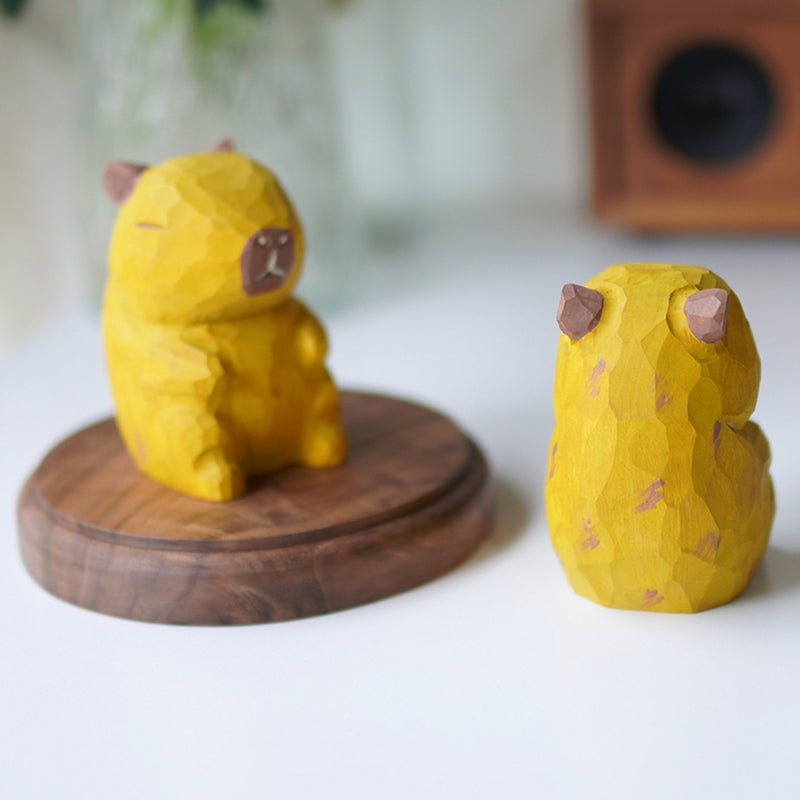 Back view of Pipimu Lazy Capy Wooden Capybara Figurine