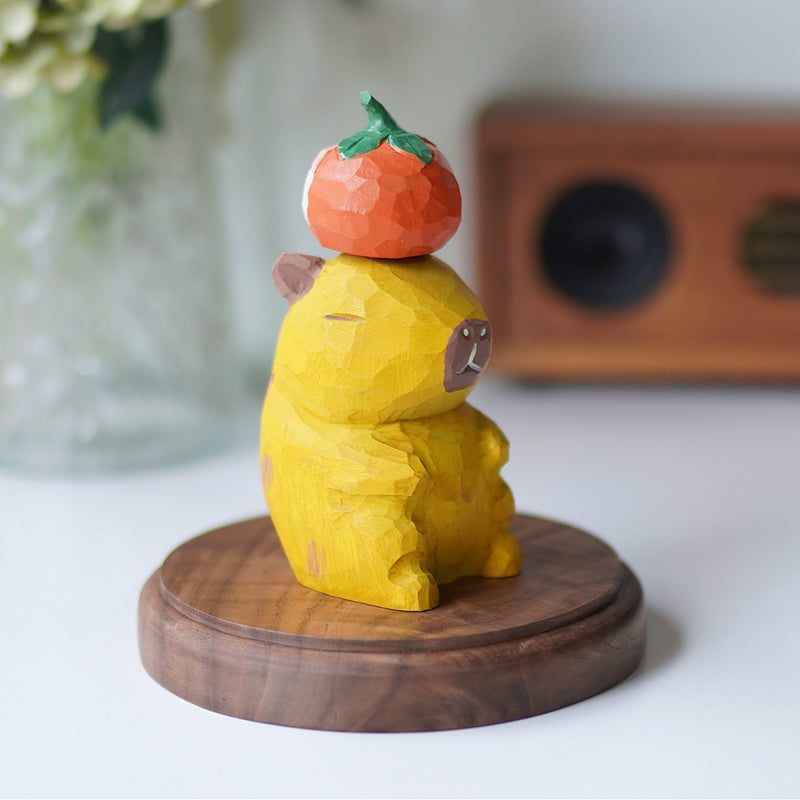 Side view of Pipimu Lazy Capy Wooden Capybara Figurine