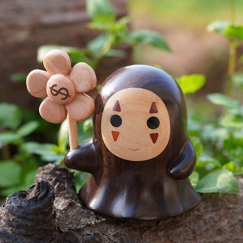 Pipimu Mori wooden ornament – Ghibli inspired decor with black walnut and maple details