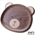 Pipimu Nomi Bear hand-carved wooden plate front view with bear face design