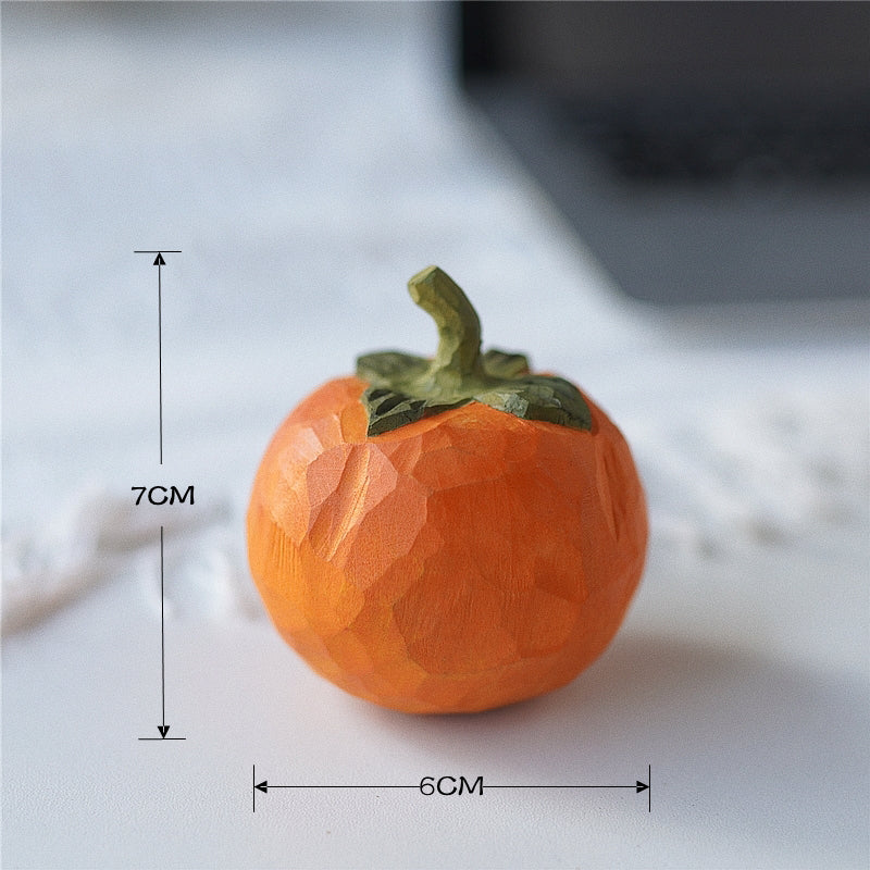 Size guide: Dimensions of Pipimu Sunny Persimmon hand-carved wooden fruit ornament