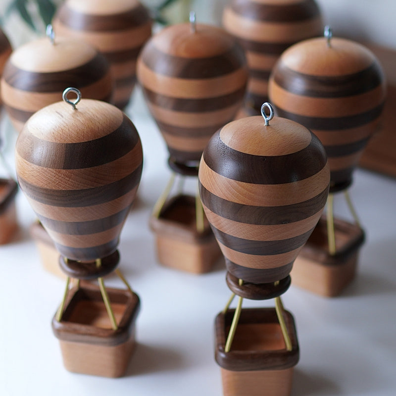 Pipimu handcrafted travel theme wooden hot air balloon ornament