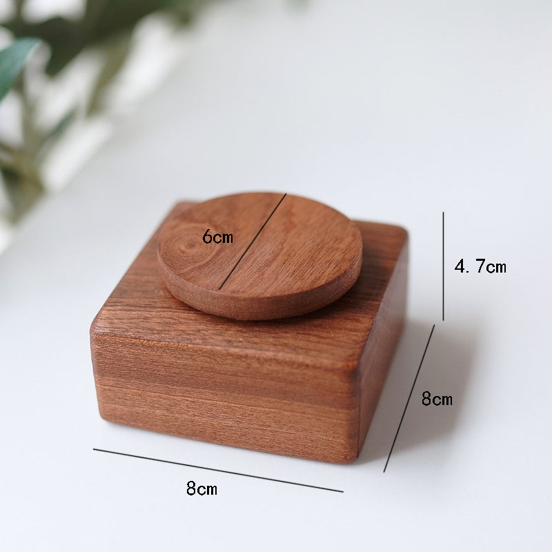 Pipimu wooden music box base size chart, solid ebony wood stand 8×8×4.7 cm