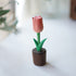 Pipimu hand-carved wooden tulip figurine in pink, Nordic decor gift