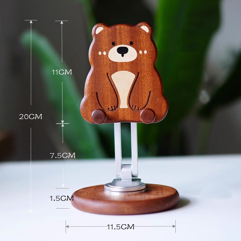 Size chart of bear phone stand with Type-C port for easy charging