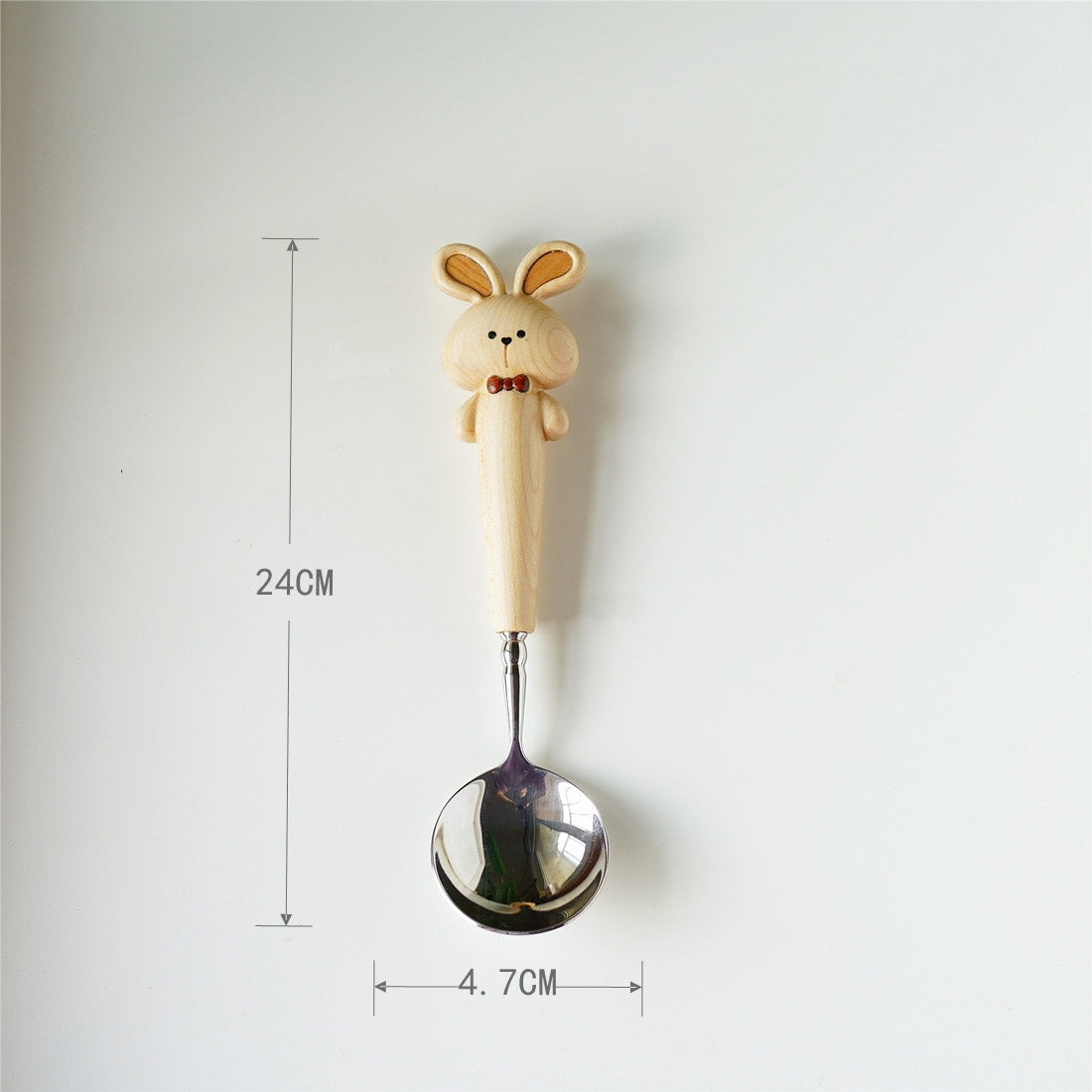 Long wooden bunny spoon size – 316 stainless steel fork for kids