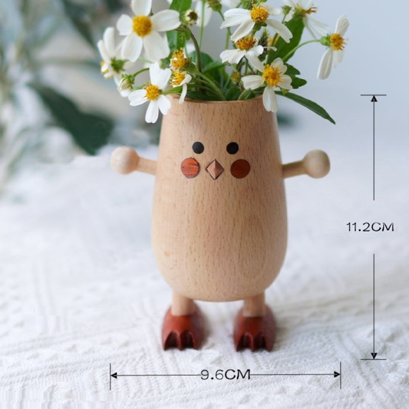 Wooden chick pen holder size shown: 11.2cm height and 9.6cm width