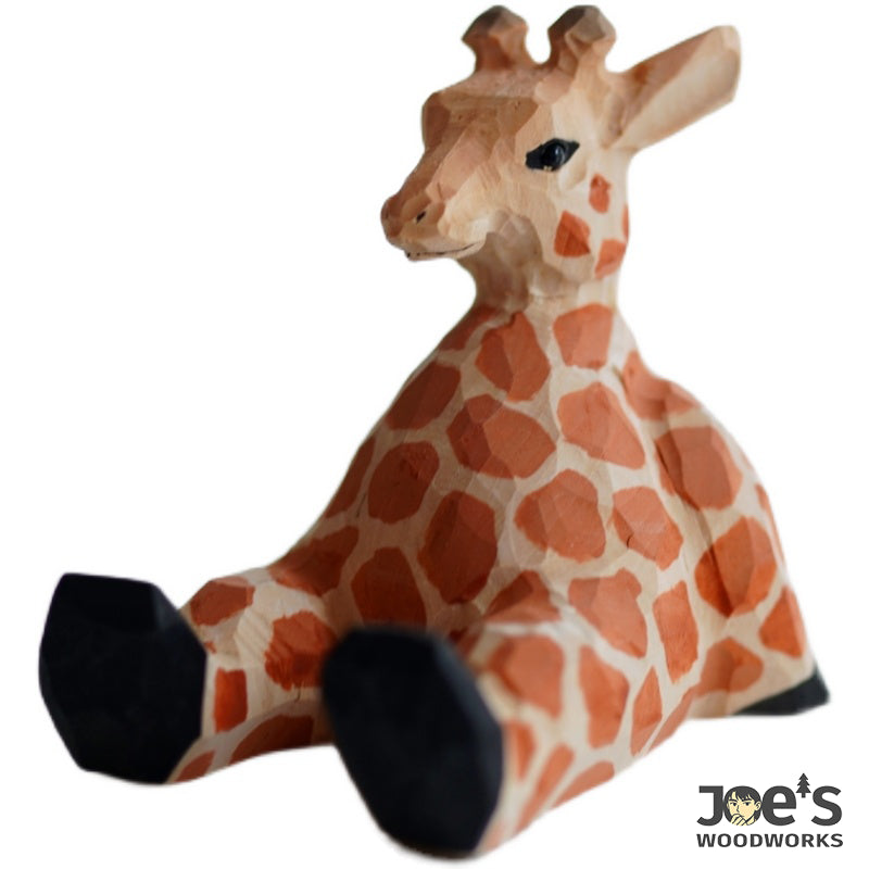 Minimalist giraffe-shaped phone holder, handcrafted from natural wood