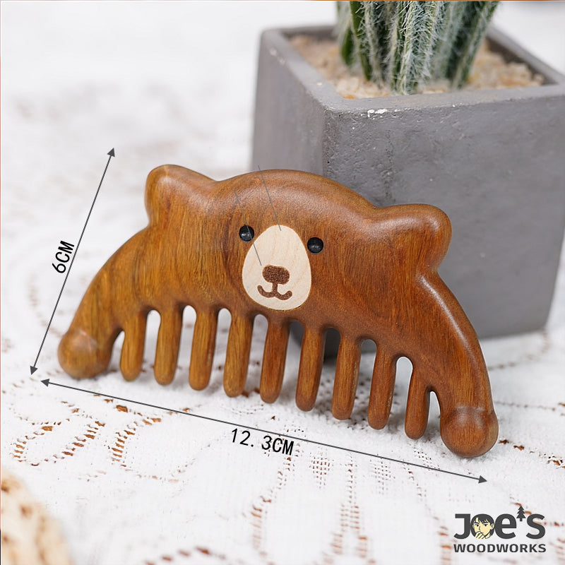 Size reference of bear massage wood comb – 12.3cm by 6cm – Joe&