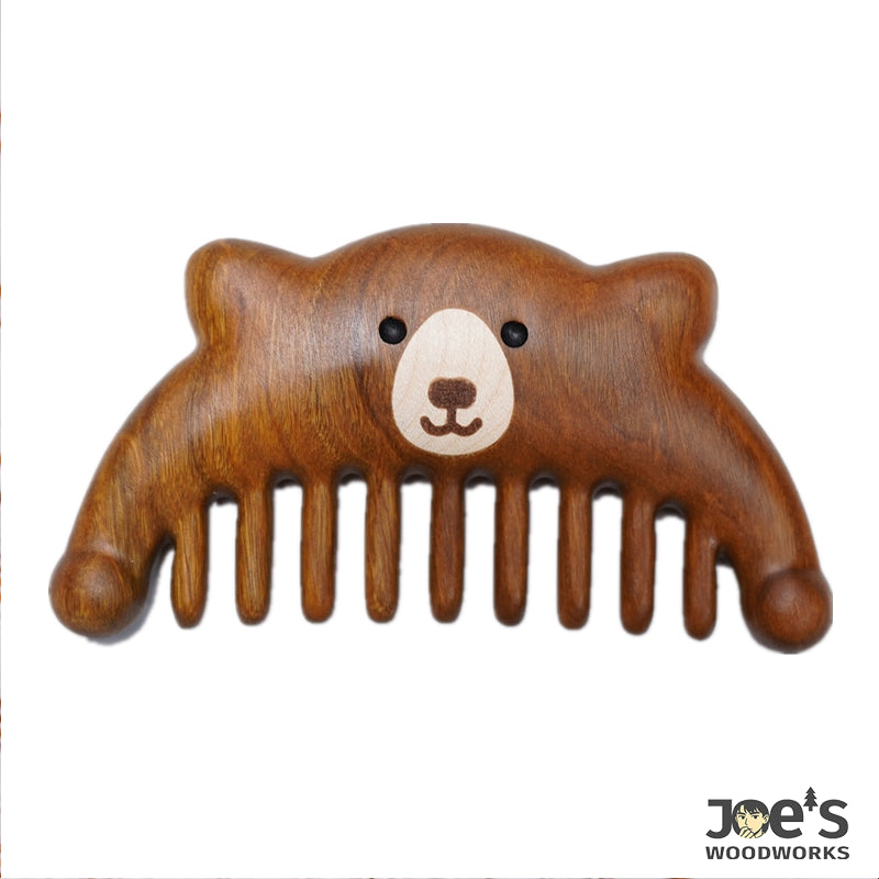 Bear face wooden massage comb on white background – Joe&