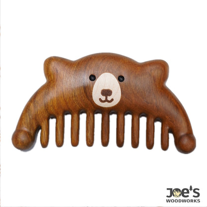 Bear face wooden massage comb on white background – Joe&