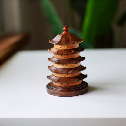 Kungfu tea wooden coasters creative pagoda design