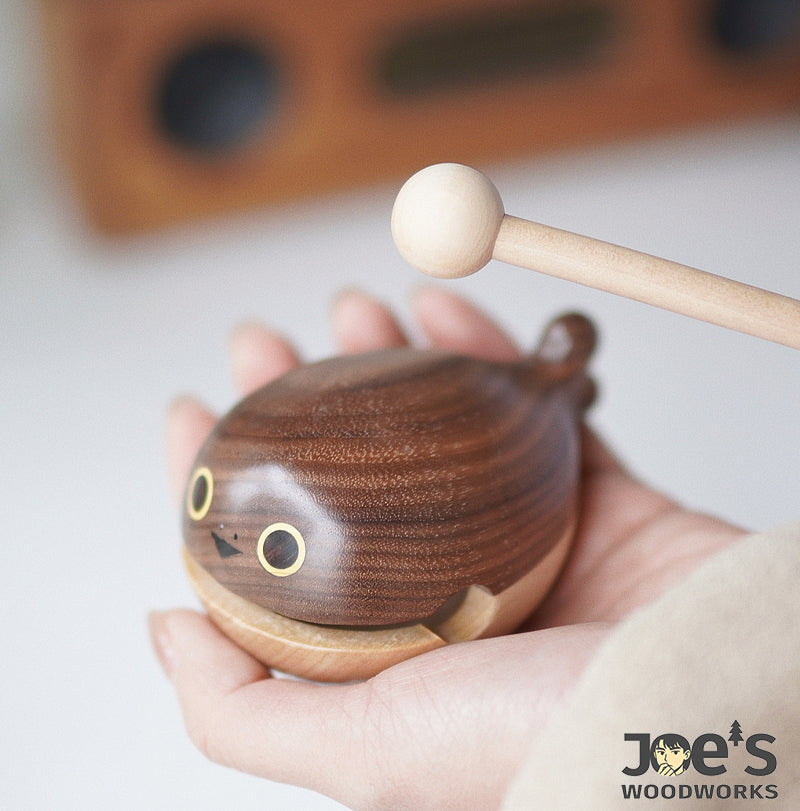Mini Whale Wooden Knock Toy by Joeswoodworks – Handcrafted cute whale percussion toy made of natural wood