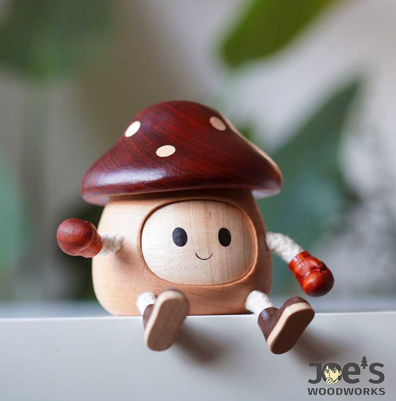 Cute mushroom-shaped wooden doll decor from Joes&