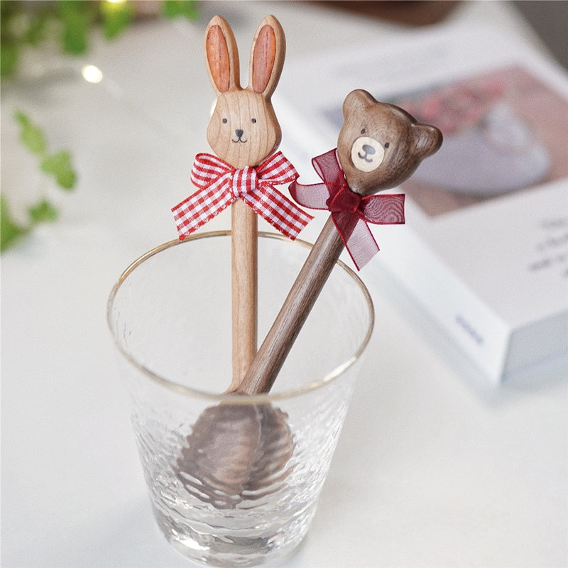 Pipimu Bunny Bella wooden spoon with bear spoon