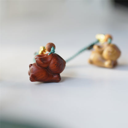 Pipimu Bunny Dash sandalwood couple rabbit keychain gift set