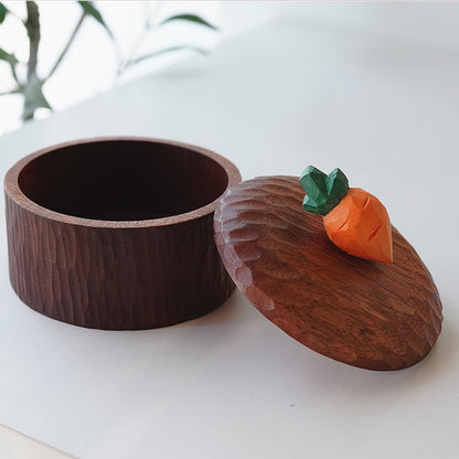 Pipimu carrot wooden storage box opened, handmade organizer for jewelry or keepsakes