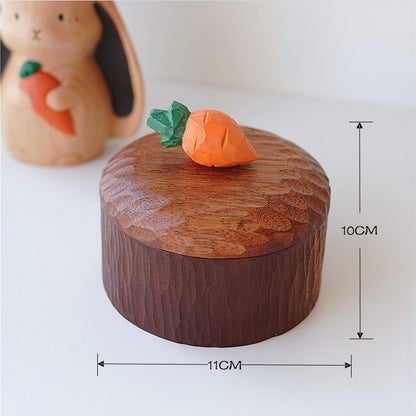 Pipimu carrot wooden storage box with size chart 11×10cm, handcrafted organizer jar