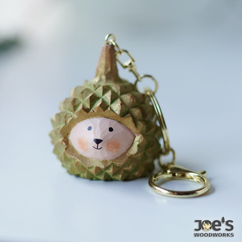 Pipimu Dudu Durian mini buddy wooden keychain front view