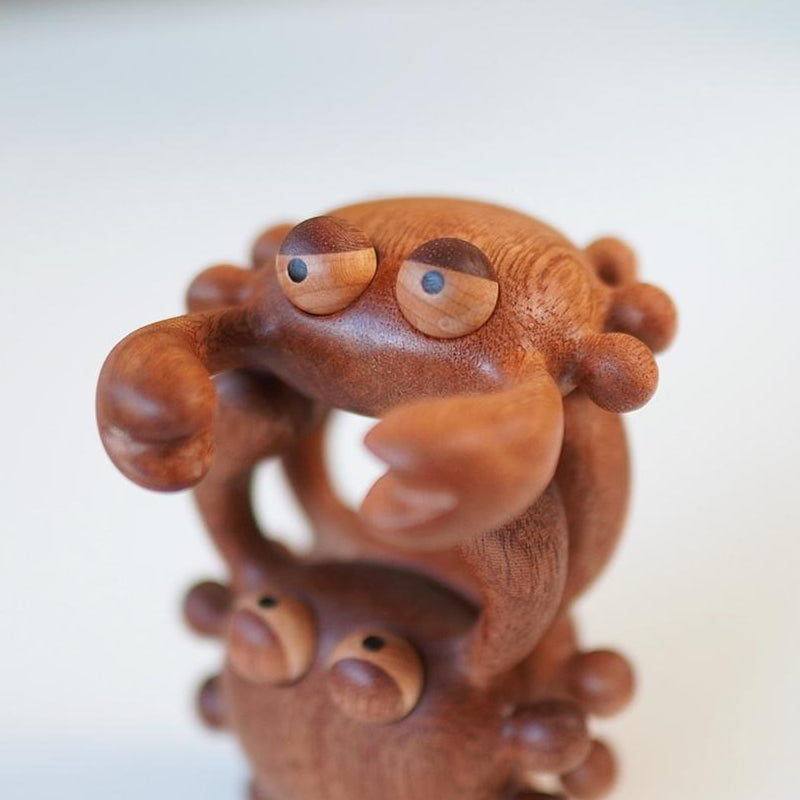 Ergonomic wooden crab massager for stress relief and self-care