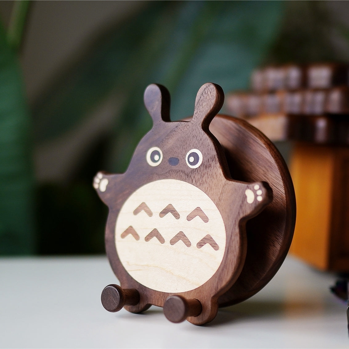 Cute Pipimu Forest Spirits Tori wooden phone stand for desk decor