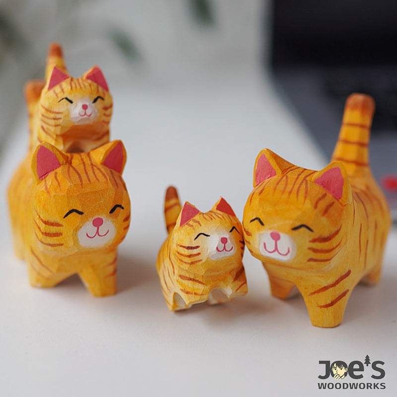 Pipimu wooden cat figurines – playful mini wooden decor with loyalty program rewards