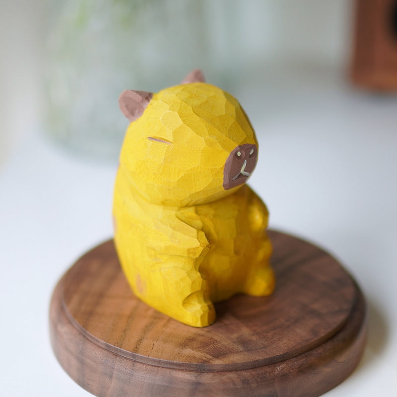 Detail of Pipimu Lazy Capy Wooden Capybara Carving
