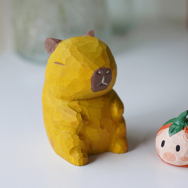 Pipimu Lazy Capy – Handcrafted Wooden Capybara Figurine