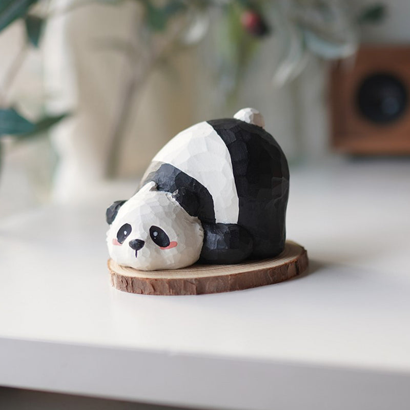 Cute panda wooden figurine decor on desk – Pobo the Panda by Pipimu