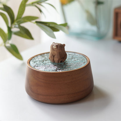 Pipimu Surprise Box with hand-carved grey bear figurine lid