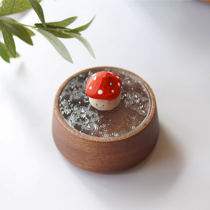 Pipimu Surprise Box with mushroom figurine on glass lid