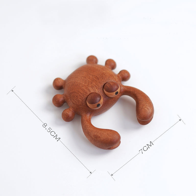 Size chart of Pipimu wooden crab massager, 7.5 × 9.6 × 10 cm.
