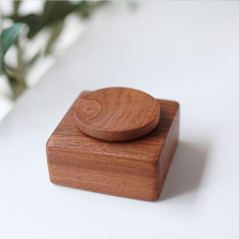 Pipimu solid ebony wood music box base top view, round platform display stand