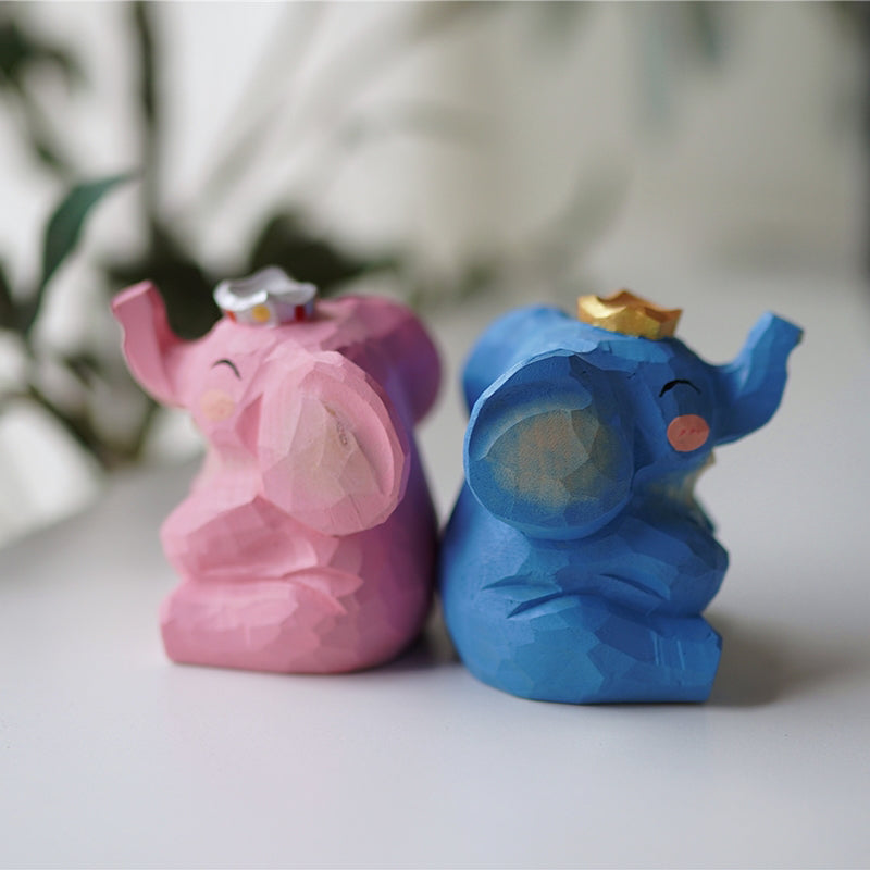 Pipimu Woodland Family Ella & Enzo wooden elephant couple figurines, Nordic style decor