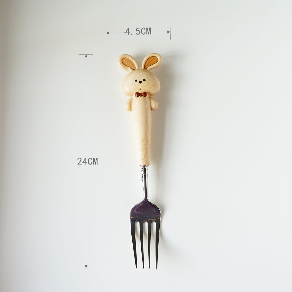 Long wooden bunny fork size – 316 stainless steel fork for kids