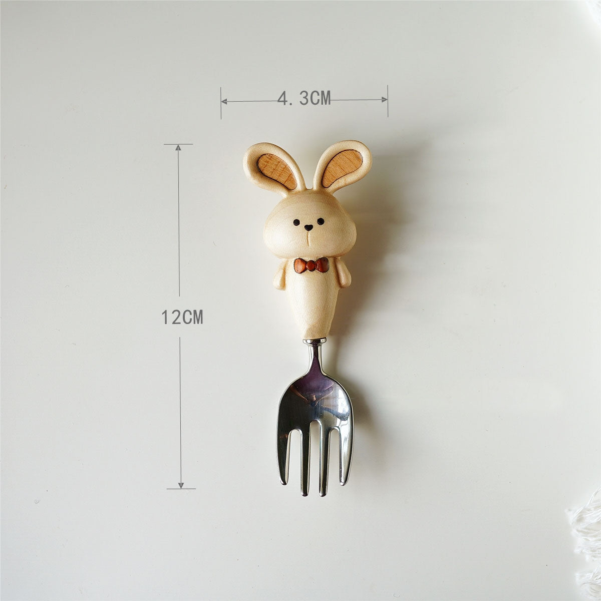 Short wooden bunny fork size – 316 stainless steel fork for kids