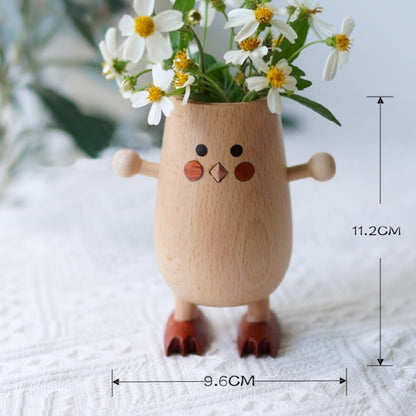 Wooden chick pen holder size shown: 11.2cm height and 9.6cm width